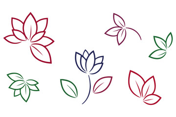 Fototapeta premium Flower Illustration Vector, Elegant Retro Floral Elements, Simple Shapes