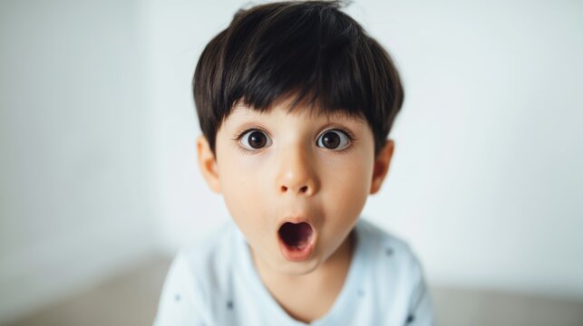 Young Boy with Surprised Expression Making a Face