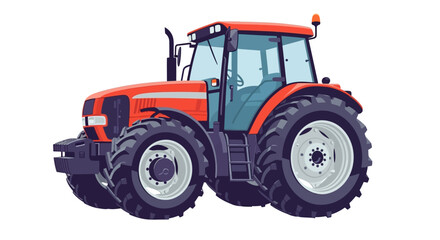 Obraz premium Red Modern Tractor Illustration with Large Tires and Glass Cabin
