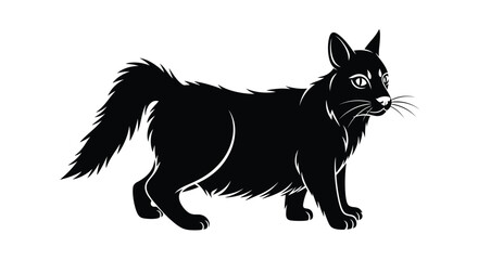 A striking black cat stands alert presented as a silhouette © Bismillahadobe