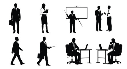 Diverse business professionals in various poses a striking silhouette © Bismillahadobe