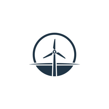 Wind Turbine Renewable Energy Logo Design.