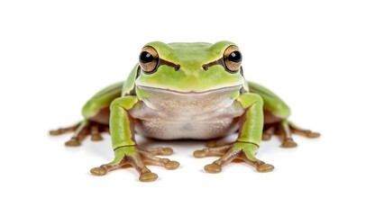 Obraz premium Green frog on white background