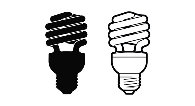 Two compact fluorescent lamps one in solid black silhouette
