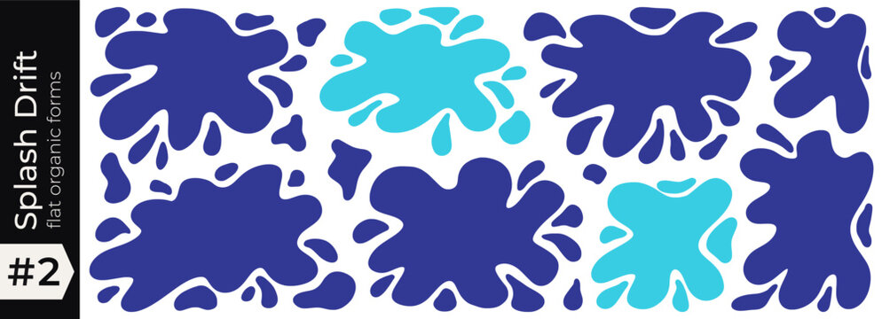 Stain splash drop with water paint shape and blot puddle figure. Milk geometric doodle with drip silhouette wavy and splat design cream. Banner vector uneven stain with edge white water and template.