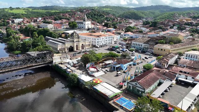 cachoeira, bahia, brazil - june 23, 2025: aerial view of the city of Cachoeira in the Reconcavo region of Bahia.