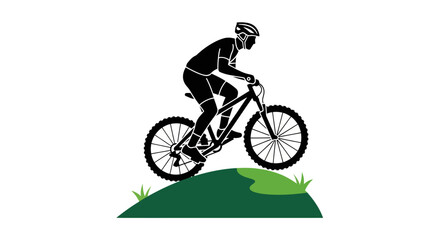 Obraz premium Man Riding Mountain Bike.