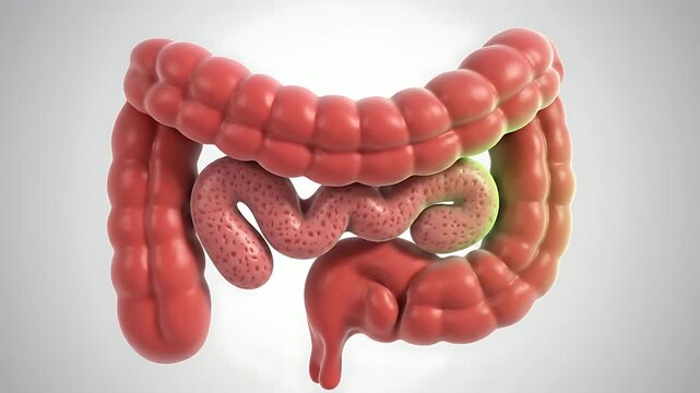 Human large intestine anatomy illustration.