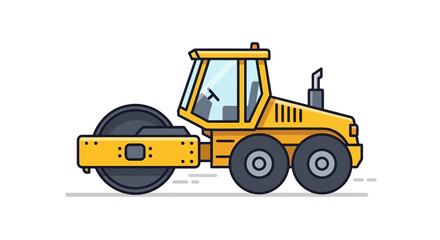 Fototapeta premium Yellow and Black Road Roller Illustration with Detailed Design and Features