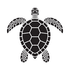Obraz premium Black and white illustration of a sea turtle viewed from above