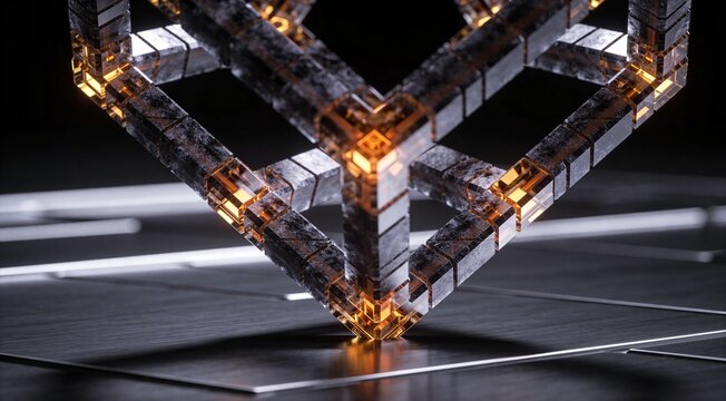 Premium abstract visualization of immutable digital assets, advanced cryptographic protection, and geometric data isolation on a dark background