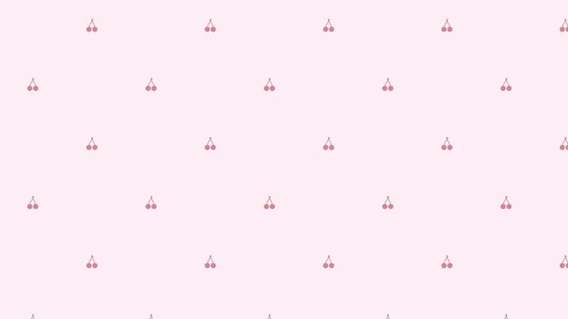Seamless pattern with cute cherries on a soft pink background, repeating fruit print for fabric, wallpaper, and wrapping paper