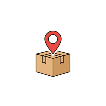 Brown cardboard parcel with location pin.