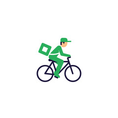 Obraz premium Delivery man riding a bicycle fast.