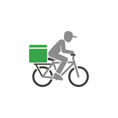 Obraz premium Delivery Person Riding Bicycle Fast.