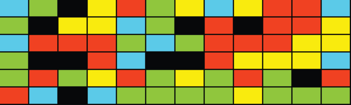 Abstract colorful geometric pattern with squares and black gaps