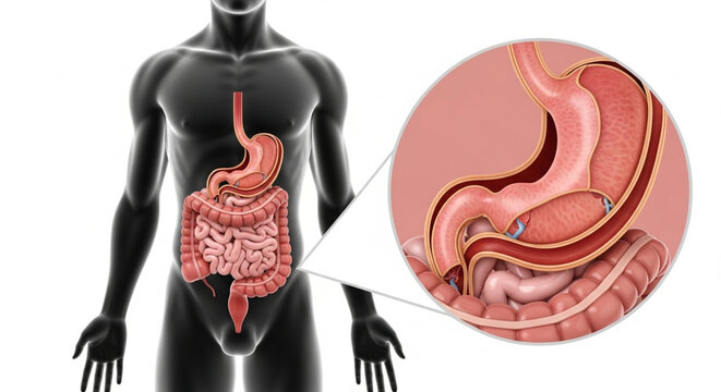 Human digestive system focusing on the small intestine anatomy