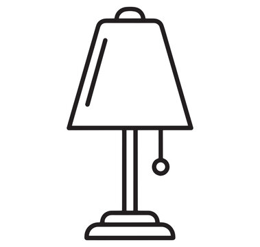 Line art illustration of a table lamp with a pull chain  simple home decor icon