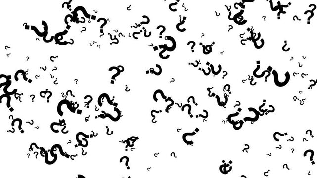 Abstract background with many scattered question marks isolated on white background