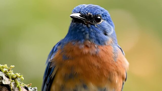 Eastern Bluebird Perched on Branch, Detailed Portrait