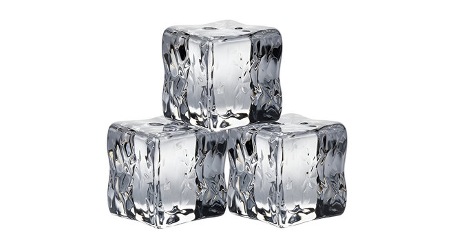 Three interlocking ice cubes forming a triangular shape