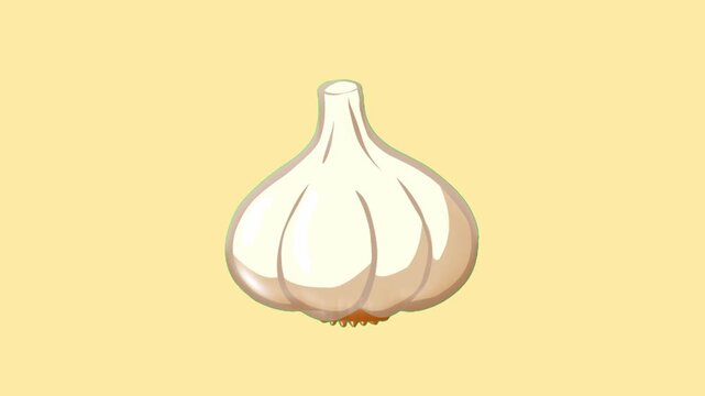 2D Animated Whole Garlic Bulb with Natural Texture for Cooking Ingredient