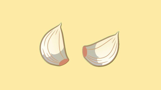 2D Animated Garlic Cloves with Natural Shape Detail for Cooking Ingredient