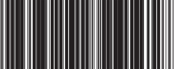 Obraz premium Barcode strip pattern of vertical black and white lines of varying widths vector background.