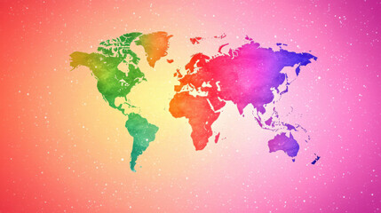 Naklejka premium Colorful World Map with Gradient Background and Soft Texture Effect