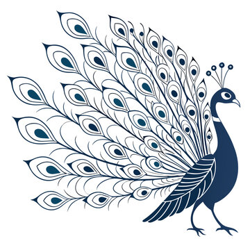 A majestic peacock with its vibrant feathers spread wide, , showcasing its stunning plumage and elegant stance