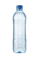 Naklejka premium Clear plastic water bottle isolated. Refreshment drink mockup.