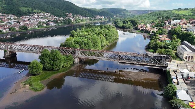 cachoeira, bahia, brazil - june 23, 2025: View of the iron bridge that connects the cities of Cachoeira and Sao Felix in Bahia.