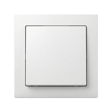 White modern light switch isolated. Electric wall socket control.