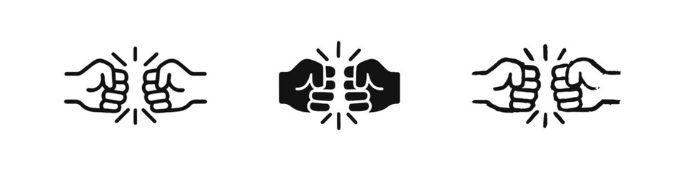 Fototapeta premium Fist Bump Icon Set Symbolizing Teamwork, Partnership, Agreement and Successful Collaboration