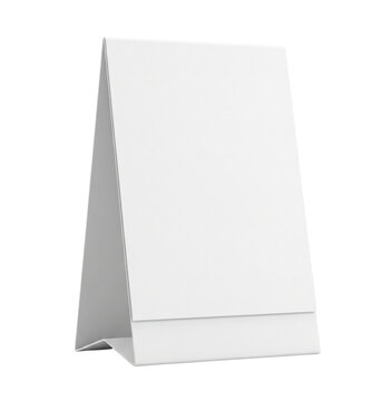 White table tent mockup isolated. Blank card for restaurant menu or reservation.