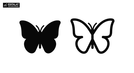 Two butterfly designs one filled and one outlined a striking silhouette © BismillahAdobe
