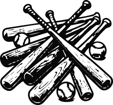 Wooden Baseball Bats Pile