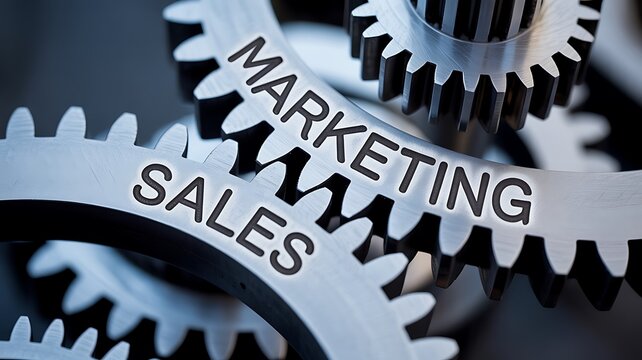 Business gears, marketing sales concept, industrial mechanism, metal cogwheels