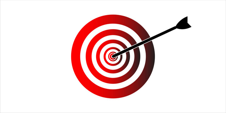 Red shade bullseye dart target icon. Dart target goal marketing sign. Arrow dart logo vector. Winner dart sign. eps 10