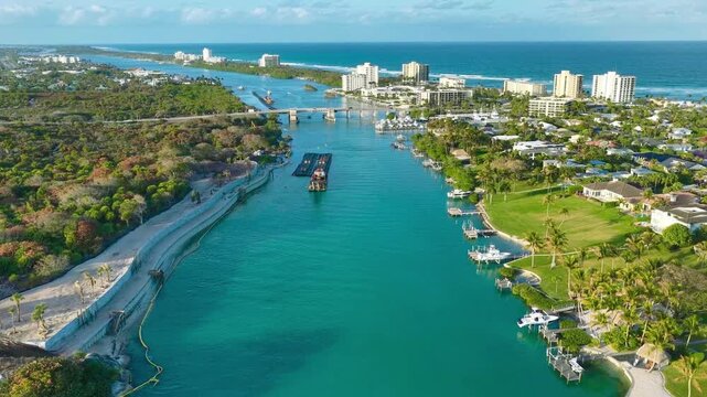 aerial view of Cato's bridge leading to Jupiter Island