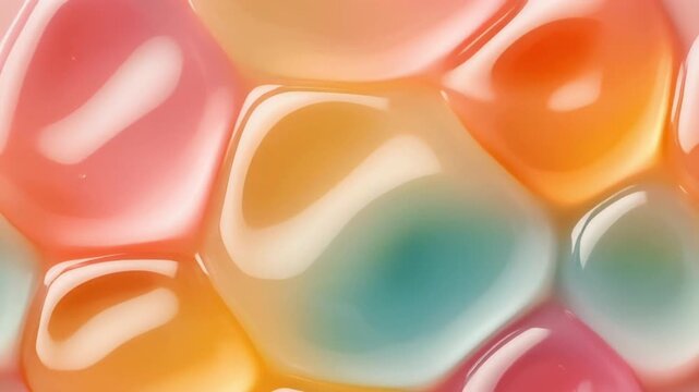 Abstract colorful jelly bubbles with glossy translucent texture