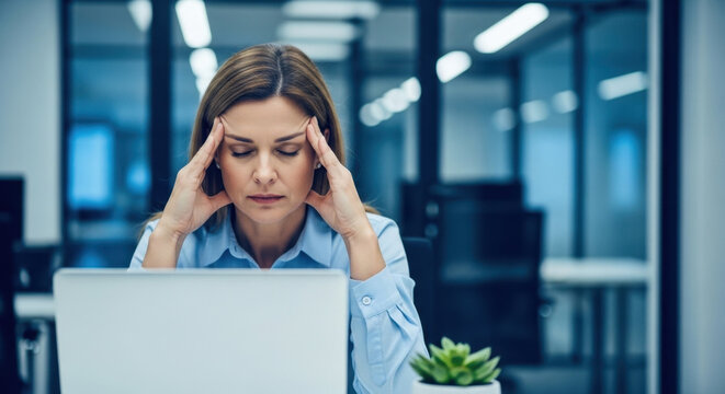 Overwhelmed Older Woman Accountant Struggles