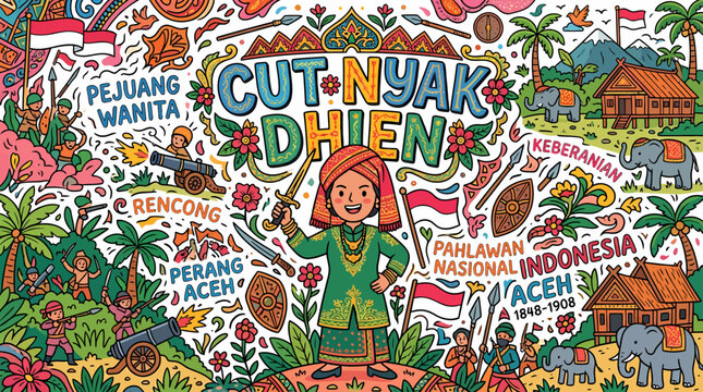 Cut Nyak Dhien Indonesian National Hero Art - Aceh War