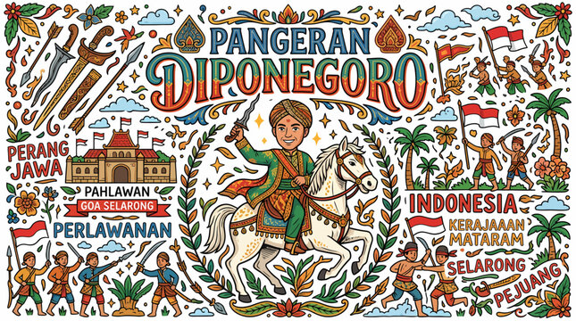 Pangeran Diponegoro Riding Horse, Indonesian Hero