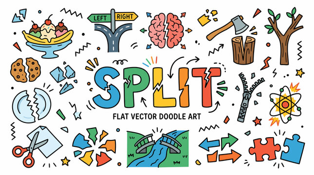 Split Concept, Decision Making, Brainstorming, Doodle Art