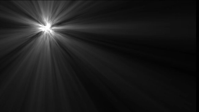 Bright white starburst light effect with radiating beams of light emanating from the upper left corner against a dark gray background with subtle gradient and vignetting effect