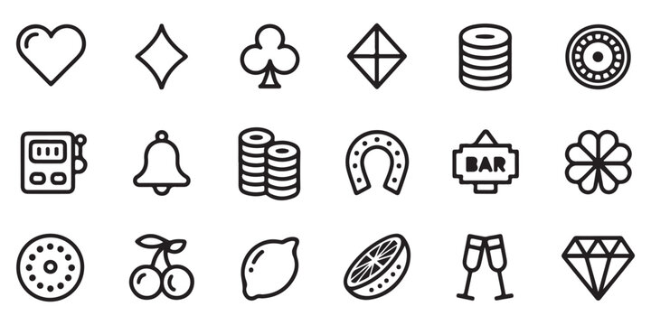 Set of Casino and Gambling Line Icons