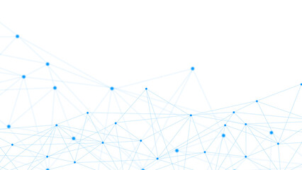 Abstract Blue Network Lines with Connected Nodes on Dark Background for Digital Technology and Data Flow © Muhammad