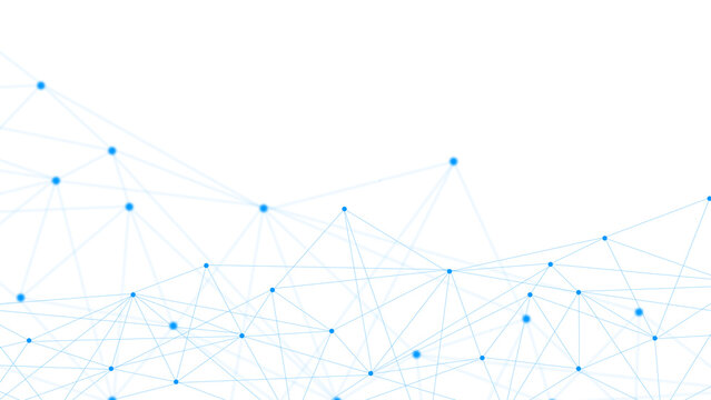 Abstract Blue Network Lines with Connected Nodes on Dark Background for Digital Technology and Data Flow