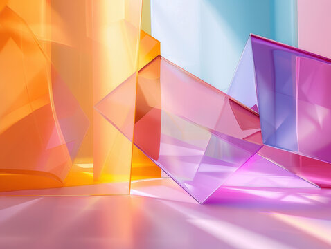 Abstract Colorful Geometric Glass Shapes